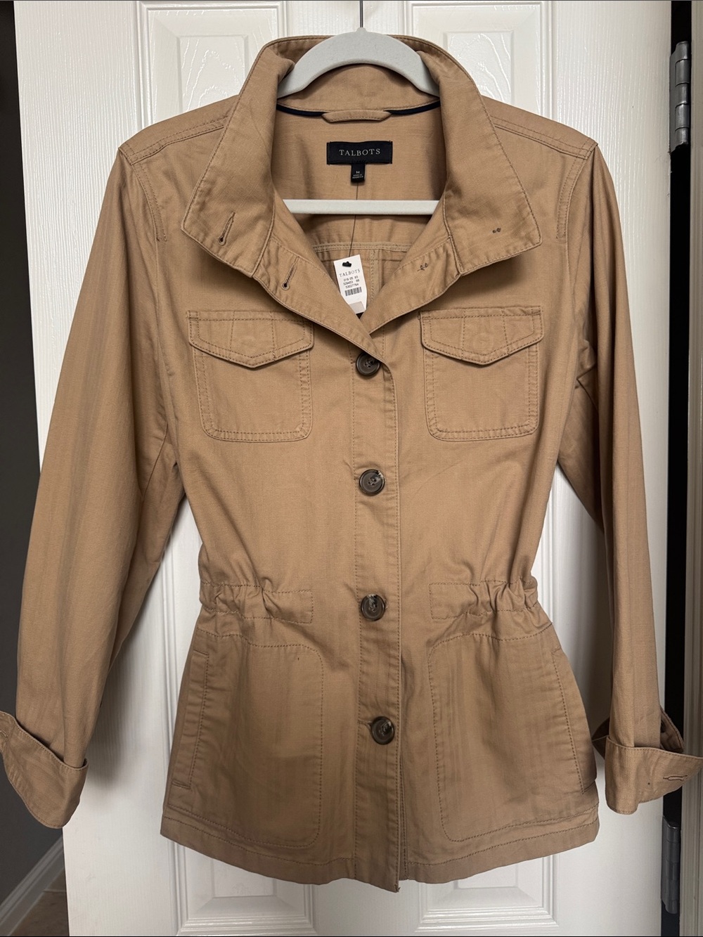 Talbots Tan Utility Jacket with Button Front
